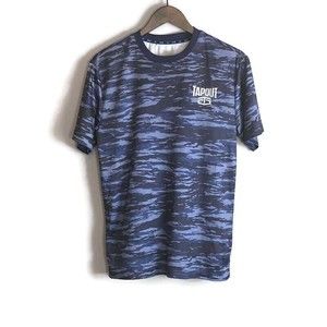 TAPOUT Mens Blue Camo Performance Short Sleeve T Shirt Size S Logo Stretch UFC